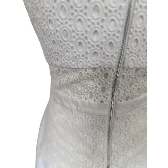 Guess White Eyelet Lace Cutout Sleeveless Summer Fit and Flair Cotton Dress Sz 6 - Picture 8 of 16